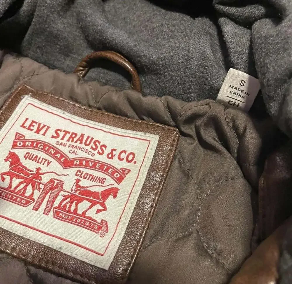 Levi's Men's Brown Faux-Leather Hooded Racer Jacket - Picture 4 of 5